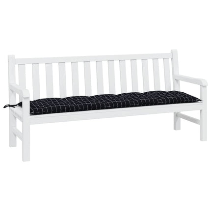 Bänkdyna för trädgården svartrutig 180x50x7 cm oxfordtyg