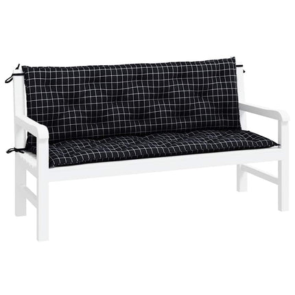 Bänkdynor 2st svartrutig 150x50x7 cm tyg