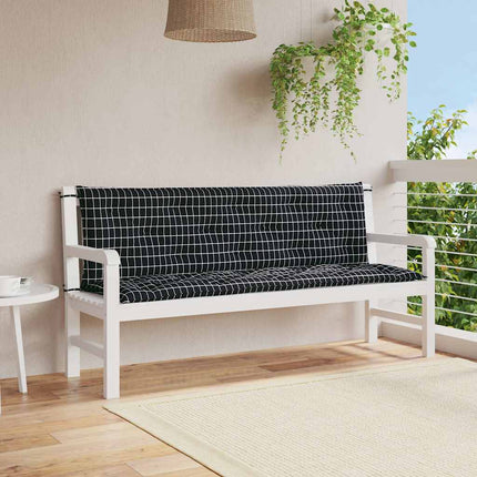 Bänkdynor 2st svartrutig 150x50x7 cm tyg