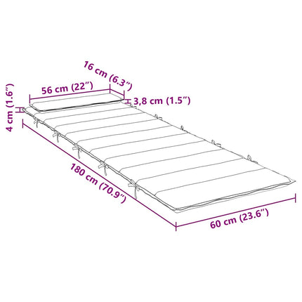 Dyna till solsäng röd 180x60x4 cm oxfordtyg