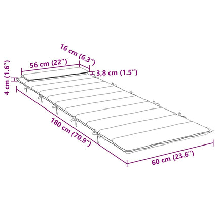 Dyna till solsäng bladmönster 180x60x4 cm oxfordtyg