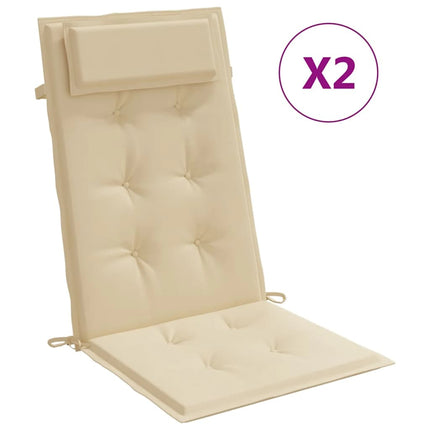 Stolsdynor för stolar med hög rygg 2 st beige oxfordtyg