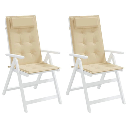 Stolsdynor för stolar med hög rygg 2 st beige oxfordtyg