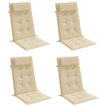 Stolsdynor för stolar med hög rygg 4 st beige oxfordtyg