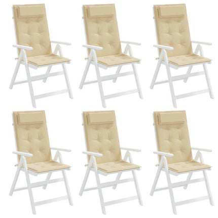 Stolsdynor för stolar med hög rygg 6 st beige oxfordtyg