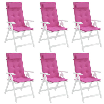 Stolsdynor för stolar med hög rygg 6 st rosa oxfordtyg