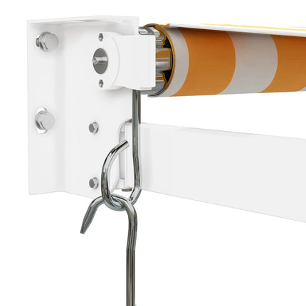 Markis infällbar gul och vit 3,5x2,5 m tyg&aluminium