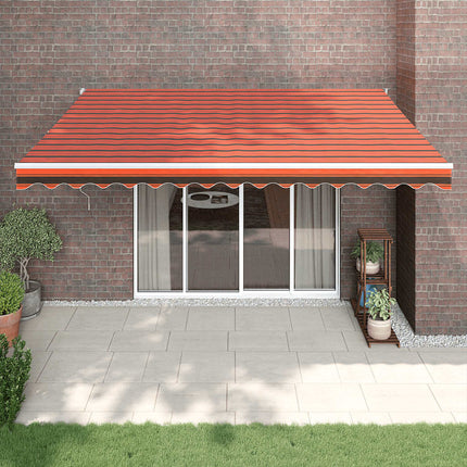 Markis infällbar orange och brun 4,5x3 m tyg&aluminium