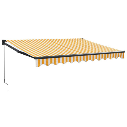 Markis infällbar gul och vit 3,5x2,5 m tyg&aluminium