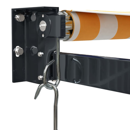 Markis infällbar gul och vit 3,5x2,5 m tyg&aluminium