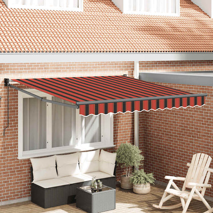 Markis infällbar orange och brun 3x2,5 m tyg&aluminium
