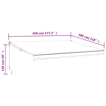 Automatisk infällbar markis gul och vit 4,5x3 m