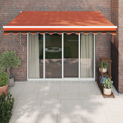 Automatisk infällbar markis orange och brun 3,5x2,5 m