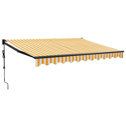 Automatisk infällbar markis gul och vit 3,5x2,5 m