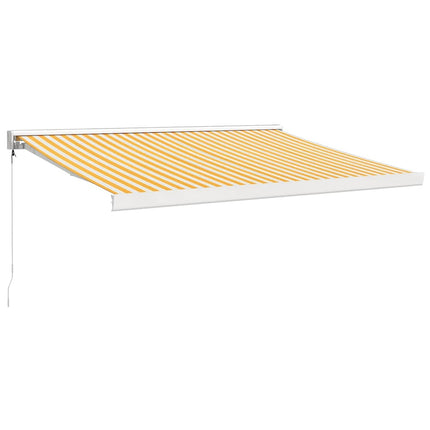 Markis infällbar gul och vit 3x2,5 m tyg&aluminium