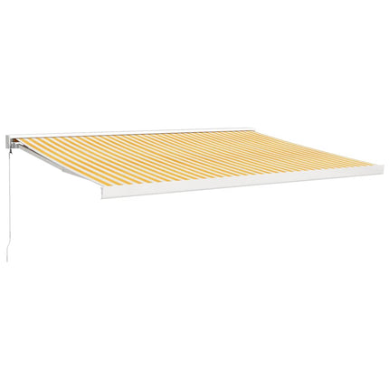 Markis infällbar gul och vit 4,5x3 m tyg&aluminium