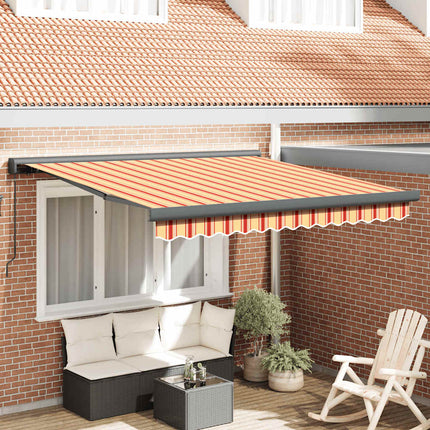 Markis infällbar gul och vit 3x2,5 m tyg&aluminium
