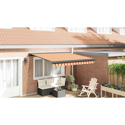 Markis infällbar gul och vit 3,5x2,5 m tyg&aluminium