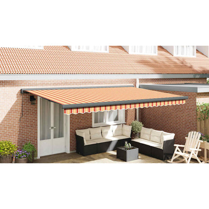 Markis infällbar gul och vit 4,5x3 m tyg&aluminium