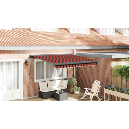 Markis infällbar orange och brun 3x2,5 m tyg&aluminium