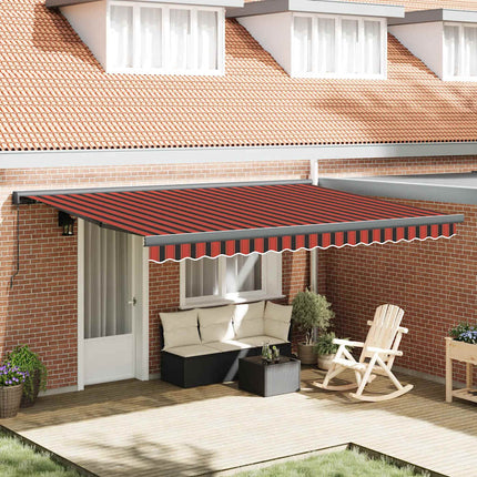 Markis infällbar orange och brun 4x3 m tyg&aluminium