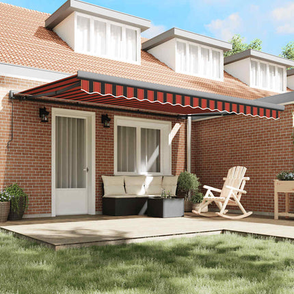 Markis infällbar orange och brun 4,5x3 m tyg&aluminium