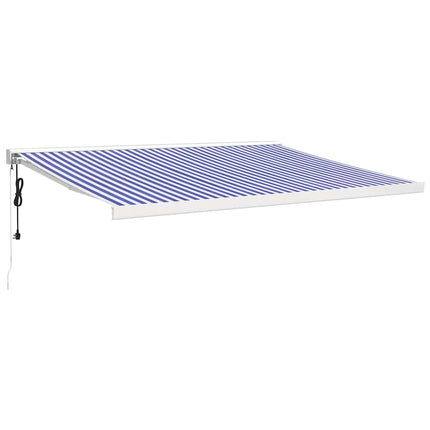 Markis infällbar blå och vit 4x3 m tyg&aluminium