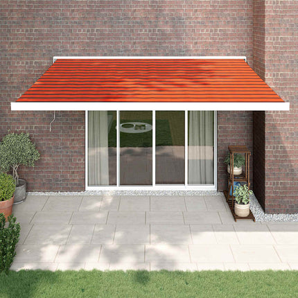 Markis infällbar orange och brun 4,5x3 m tyg&aluminium