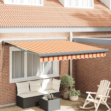 Markis infällbar gul och vit 3,5x2,5 m tyg&aluminium