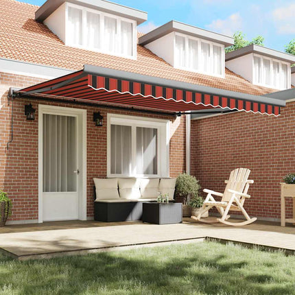 Markis infällbar orange och brun 4x3 m tyg&aluminium