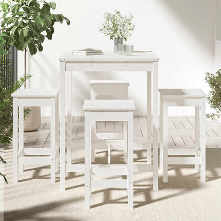 Barmöbler för trädgården 5 delar vit massiv furu