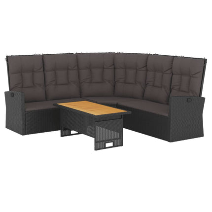 Loungegrupp med dynor 2 delar svart konstrotting