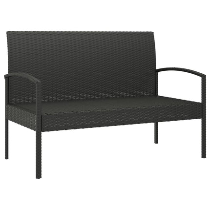 Trädgårdsbänk med dyna svart 105 cm konstrotting