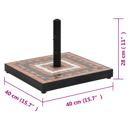 Parasollfot terrakotta och vit fyrkantig 12 kg