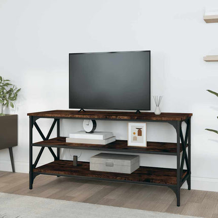 Tv-bänk rökfärgad ek 100x40x50 cm konstruerat trä