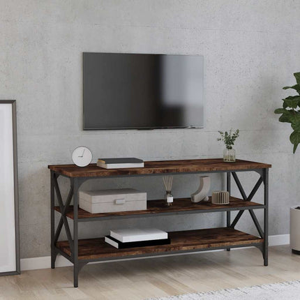 Tv-bänk rökfärgad ek 100x40x50 cm konstruerat trä