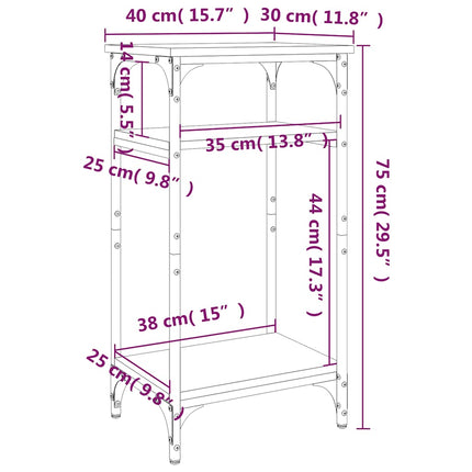 Sidobord svart 40x30x75 cm konstruerat trä