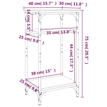 Soffbord rökfärgad ek 40x30x75 cm konstruerat trä