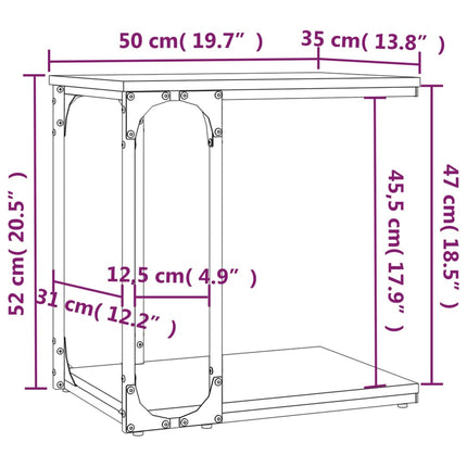 Soffbord rökfärgad ek 50x35x52 cm konstruerat trä