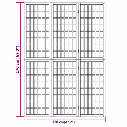 Rumsavdelare med 3 paneler japansk stil 120x170 cm svart