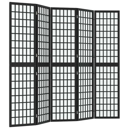 Rumsavdelare med 5 paneler japansk stil 200x170 cm svart