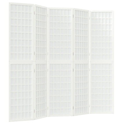 Rumsavdelare med 5 paneler japansk stil 200x170 cm vit
