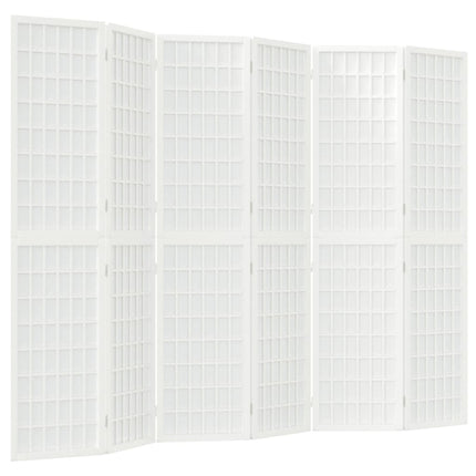 Rumsavdelare med 6 paneler japansk stil 240x170 cm vit