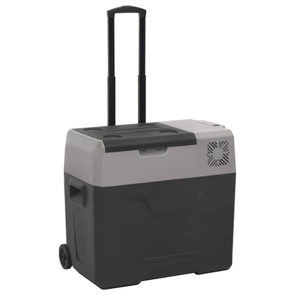Kylbox med hjul & handtag 40 L svart & grå polypropylen
