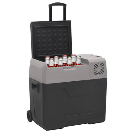 Kylbox med hjul & handtag 40 L svart & grå polypropylen