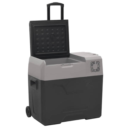 Kylbox med hjul & handtag 40 L svart & grå polypropylen