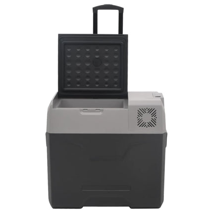 Kylbox med hjul & handtag 50 L svart & grå polypropylen