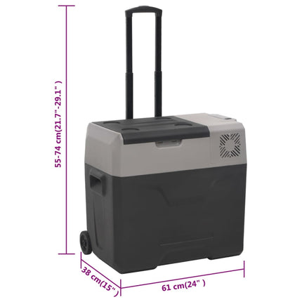 Kylbox med hjul & handtag 50 L svart & grå polypropylen