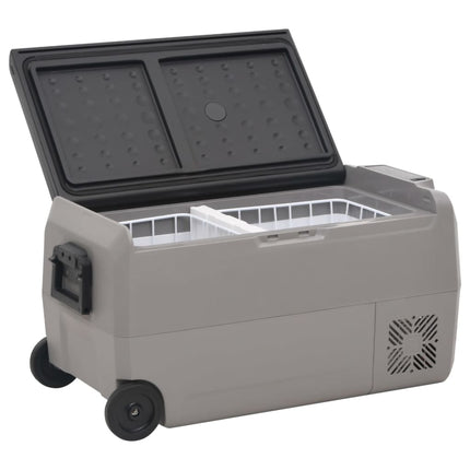 Kylbox med hjul & handtag 50 L svart & grå PP & PE