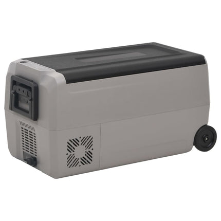 Kylbox med hjul & handtag 60 L svart & grå PP & PE